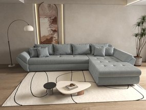 Colțar extensibil dumonde cu ladă de depozitare si sezut confortabil din spuma high-density, Loana XL Zoom Grey II 335x185 cm