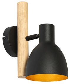 Aplică rustică neagră cu lemn - Flint