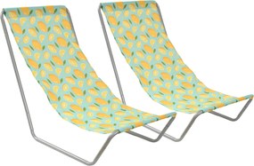 Set de 2 sezlonguri de plaja pliabile SAND LEMON, colorate