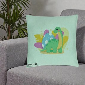 Perna Personalizata Dinozaur cu Ou Pastelat, 40x40 cm, Verde Menta, Husa Detasabila, Perna Inclusa, BEKZ®