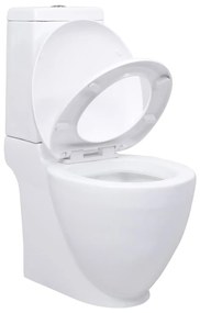 Vas WC toaleta de baie, alb, ceramica, rotund, flux inferior Alb