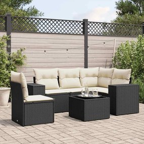 3222585 vidaXL Set mobilier de grădină cu perne, 6 piese, negru, poliratan