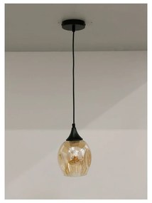 Lustră neagră cu abajur din sticlă ø 14 cm Aspa – Candellux Lighting