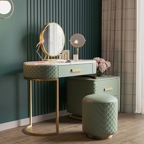 Masuta de toaleta pentru machiaj moderna cu oglinda Culoare - Verde DEPRIMO 19467
