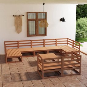 vidaXL Set mobilier de grădină, 10 piese, lemn masiv de pin