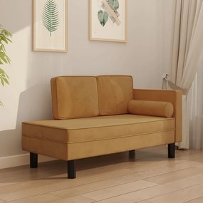 340711 vidaXL Șezlong cu perne și suport, maro, catifea