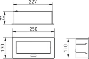 Priză încorporabilă în blat Soft GTV, 2 prize Schuko, USB A + C, aluminiu, 250 x 130 mm L:250 mm; l:130 mm; H:73 mm, Aluminiu/Plastic, Aluminiu