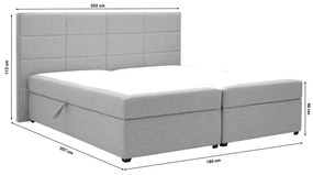 Pat matrimonial Boxspring 180 cm Revenant (gri deschis) (cu somieră și saltea) (cu sp. depozitare). 1098563