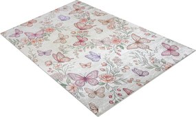 BAMBINO 61450 covor lavabil Fluturi pentru copii anti-alunecare - cremă / roz