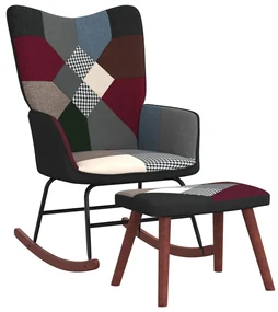 328204 vidaXL Scaun balansoar cu taburet, material textil, petice