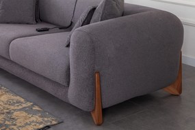 Set canapea extensibila, canapea fixa si fotoliu puffy