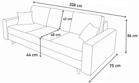 Supermobel Canapea extensibilă TENUS, 86x208x75, Stejar santana/violet (ibiza03/ibiza21)
