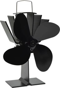vidaXL Ventilator de sobă cu alimentare termică, 4 palete, negru