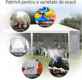 Outsunny Cort Pliabil pentru Grădină, Petreceri și Evenimente, cu Panouri Detașabile, Structură Oțel și PE, 5.85x2.95m, Alb | Aosom Romania