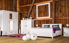 Dulap lemn masiv alb Florence, 193 × 62 × 218 cm