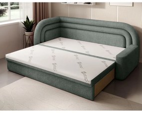 Canapea verde extensibilă/cu spațiu de depozitare cu tapițerie din chenille cu colț pe partea stângă 223 cm Fabillo – ELTAP