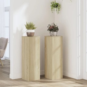 vidaXL Suporturi de plante, 2 buc., stejar sonoma, 25x25x80 cm, lemn