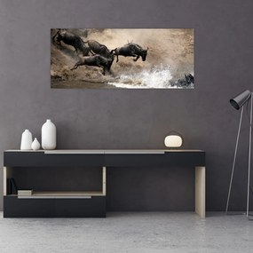 Tablou - Turmă de gnu (120x50 cm)