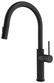 Baterie de chiuvetă cu cap de duș detașabil Sapho FLAWO negru mat