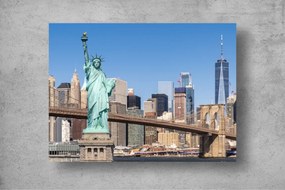 Tapet Premium Canvas - Statuia Libertatii si podul Brooklin