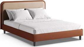 Pat matrimonial cărămiziu tapițat cu somieră 200x200 cm Aveline – Micadoni