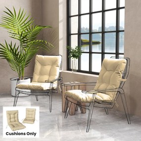 Outsunny Set 2 Perne pentru Scaune de Exterior cu Curele de Fixare, Perne Imbottite din Poliester și Bumbac, pentru Șezlonguri, Fotolii, 50x120x8 cm, Bej | Aosom Romania