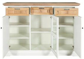 Comoda Bar Tivoli Cu 3 Usi Si 3 Sertare Alb Si Natur,150 Cm