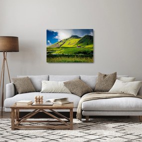 Tablou pe sticlă cu peisaj montan (70x50 cm)