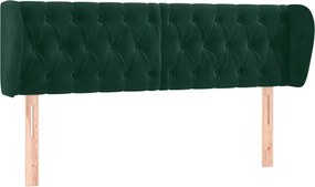 vidaXL Tăblie de pat cu aripioare verde închis 163x23x78/88 cm catifea