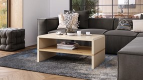 Mazzoni ROCK Bej Luciu / Stejar Artisan - MĂSUȚĂ MODERNĂ CU RAFT