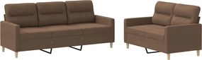 vidaXL Set de canapele cu perne, 2 piese, maro, textil