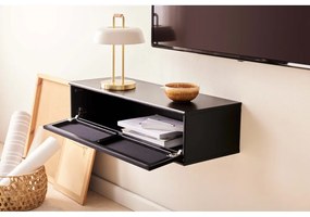 Comodă TV neagră cu aspect de lemn de frasin 89x22 cm Mistral – Hammel Furniture