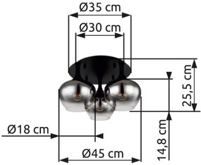 Lustră aplicată MAXY 3xE27/40W/230V negru Globo 15548-3D