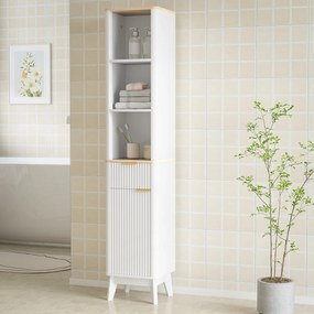 HOMCOM Dulap baie mobilier baie cu coloană cu 3 rafturi, sertar și 2 rafturi ajustabile 33 x 30 x 170 cm alb | Aosom Romania