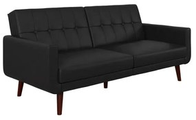 Canapea neagră extensibilă cu tapițerie din imitație de piele 200 cm Nola – Støraa