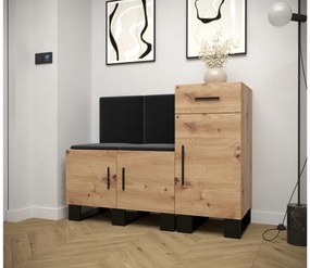 Set mobilier pentru hol Amanda 18 (Stejar artisan + Negru). 1086014