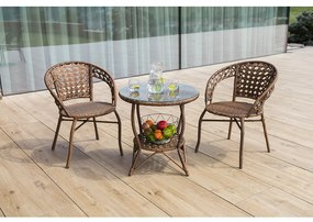 Set de gradina din rattan  1 + 2, maro, JARUB