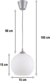 Brilagi - Lustră LED suspendată pe cablu RETRO GLASS, 1xE27/60W/230V, diametru 15 cm, argintie/albă