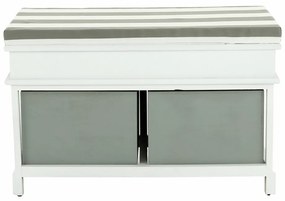 Bancă cu pernă, 2 sertare, alb/gri, SEAT BENCH 2 NEW