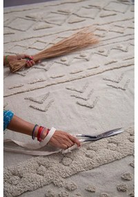 Covor alb lavabil/țesut manual din bumbac 200x300 cm Tribu Natural – Lorena Canals