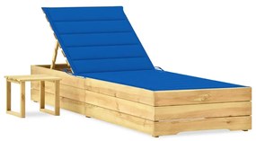 vidaXL Șezlong de grădină cu masă și pernă, lemn de pin tratat