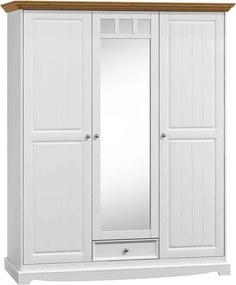 Dulap lemn masiv alb-natur Linea, 156 × 65 × 190 cm