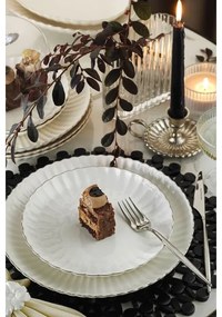 Set de veselă 27 piese din porțelan, alb cu accente argintii