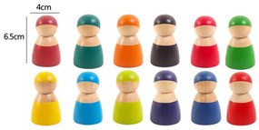 12 figurine Montessori colorate din lemn