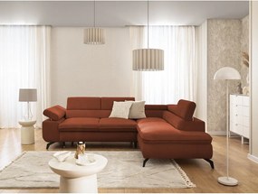 Colțar teracotă cu tapițerie din chenille (cu colț pe partea dreaptă/în formă de ”L”) Marbeya – Ropez