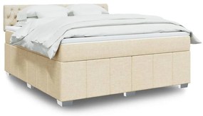 vidaXL Pat continental cu saltea, crem, 180x200 cm, textil