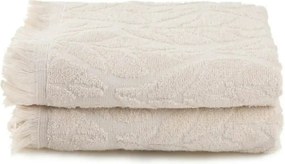 Set 2 prosoape baie LEAF, crem, bumbac, 50x90 cm