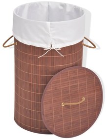 Cos de rufe din bambus, rotund, maro 1, Maro, 35 x 60 cm