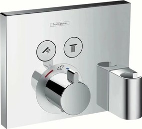 Baterie dus incastrata Hansgrohe ShowerSelect cu 2 functii si porter crom lucios