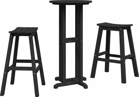 vidaXL Set bar de grădină 3 pcs Negru HDPE